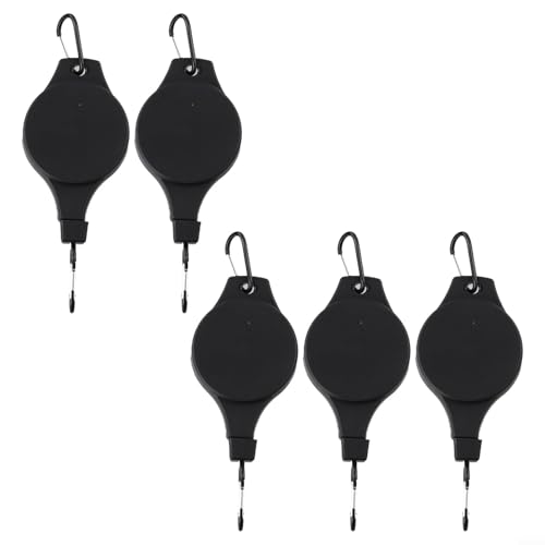 5 Stück einziehbare Haken zum Aufhängen für Gartenarbeit, verstellbare Seil-Pflanzenaufhänger, geeignet für Blumenkörbe, Töpfe und Vogelkäfig-Displays (schwarz) von Lawnoval