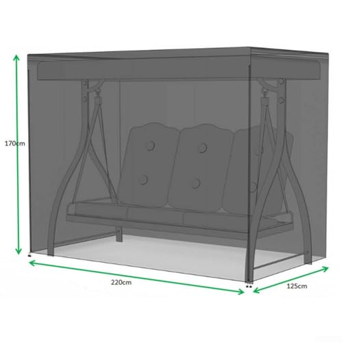 Allwetter-Abdeckung mit wasserdichtem Oxford-Stoff und PVC-Beschichtung, winddichten, verstellbaren Schnüren und Reißverschluss-Zugang für den Außenbereich (220 x 125 x 170 cm) von Lawnoval