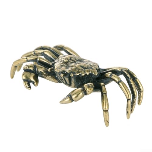 Dekorative Messing-Krabben-Mini-Statue für Büro oder Wohnzimmer, Schreibtisch mit lebendigen Details und massivem Kupfermaterial (1#) von Lawnoval