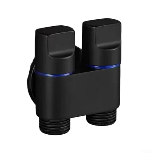 Dual Control 1 in 2 Out Legierung Winkelventil mit Drehgriff, einstellbarer Wasserdruck, kompatibel mit G1/2 Rohren für Waschmaschine und Wassergeräte (Schwarz) von Lawnoval