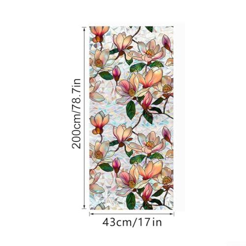 Dynamische Fensterfolie mit Blumenmuster bietet UV-Schutz und erhöht die Privatsphäre mit For Rainbow Glow (43 cm x 200 cm) von Lawnoval