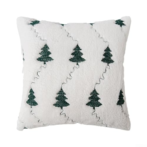Einzigartiger Plüsch-Kissenbezug mit Weihnachtsbaum-Motiv, 45,7 cm Größe für Feiertage (weiß) von Lawnoval