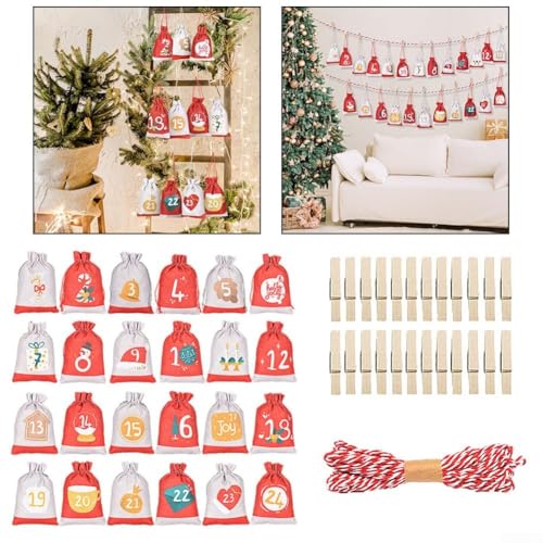 Entdecken Sie das Schenken mit unserer attraktiven Kollektion von 24 Aufbewahrungsbeuteln für Weihnachten und Süßigkeiten (13 x 18 cm) von Lawnoval