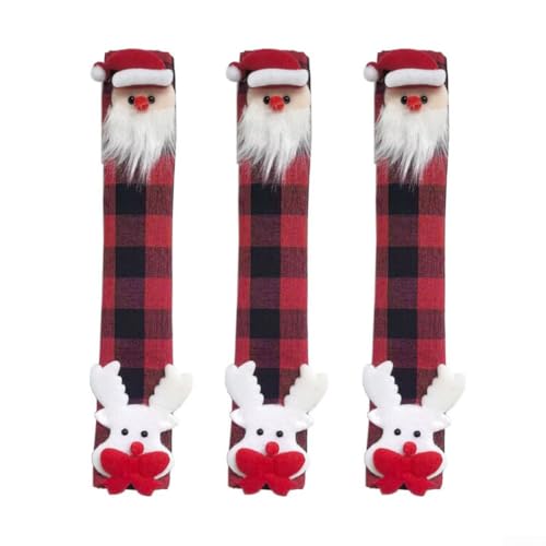 Für langlebige Küchengriffabdeckungen aus Stoff, 3 Stück, für Kühlschrank, Mikrowelle, Backofen mit festlichem Design, um das saisonale Aussehen der Küche zu verbessern (Stil von 4) von Lawnoval