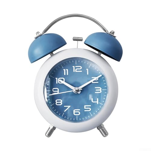 Klassischer Doppelglocken-Wecker mit sanftem Nachtlicht für ruhige Morgen, Blau von Lawnoval
