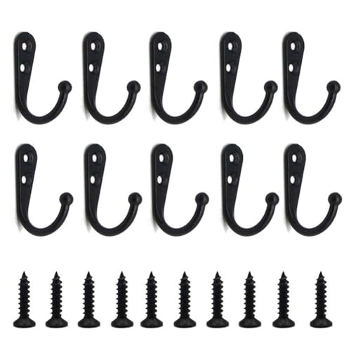 Lawnoval 10 Haken Wandaufhänger aus Edelstahl-Legierung, Garderobenleisten, Haken, Badezimmerzubehör, Küchenzubehör, Garderobenregale, Kleiderständer, Wischtuch und Staubbeutel, Set mit Wischtüchern von Lawnoval