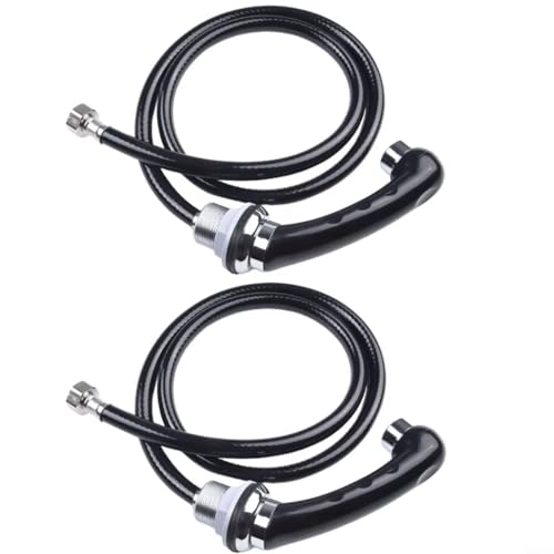 Lawnoval Friseursalon-Duschkopf, professionelle Shampoo-Bett-Schüsseldüse mit 137 cm Schlauch, Barber Shop, Waschbecken, schwarze Legierung, ABS-Wasserhahn (2 Stück) von Lawnoval