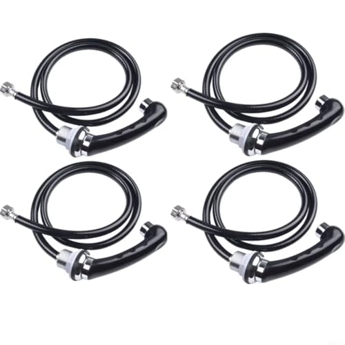 Lawnoval Friseursalon-Duschkopf, professionelle Shampoo-Bett-Schüsseldüse mit 137 cm Schlauch, Barber Shop, Waschbecken, schwarze Legierung, ABS-Wasserhahn (4 Stück) von Lawnoval