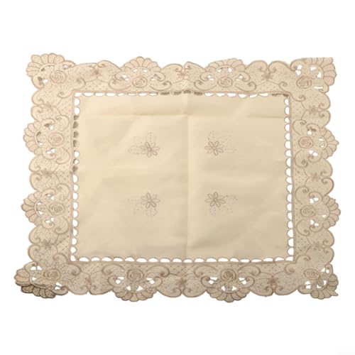 Lawnoval Satin-Stoff-Tischdecke mit floralem Spitzen-Stickmuster, quadratisch, rund, oval, rechteckig, Tischdecke für Esszimmer, Hochzeit, Party, mehrere Größen von Lawnoval