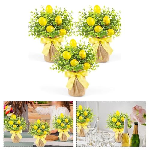 Lebendige 3 Zitronenblüten für Zuhause, perfekt für Wohnzimmer und Esstisch-Dekoration von Lawnoval