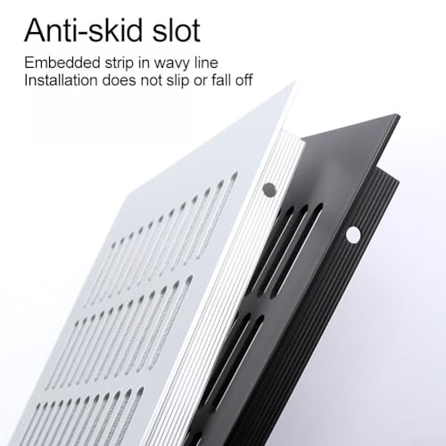 Lüftungsschlitzabdeckung aus Aluminiumlegierung für Kleiderschrank, Lamellen-Design für verbesserte Luftzirkulation und Belüftung (schwarz, 200 x 250 mm) von Lawnoval