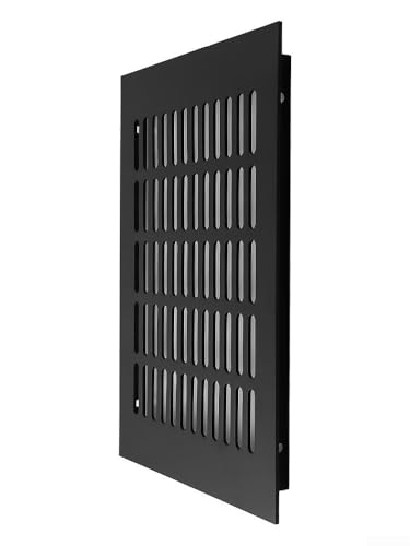Lüftungsschlitzabdeckung aus Aluminiumlegierung für Kleiderschrank, Lamellen-Design für verbesserte Luftzirkulation und Belüftung (schwarz, 200 x 300 mm) von Lawnoval