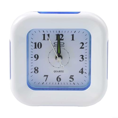 Nachtlicht-Quarzwecker mit lautlosem Uhrwerk und Schlummerfunktion, kleine Größe, Nachttischuhr (blau) von Lawnoval