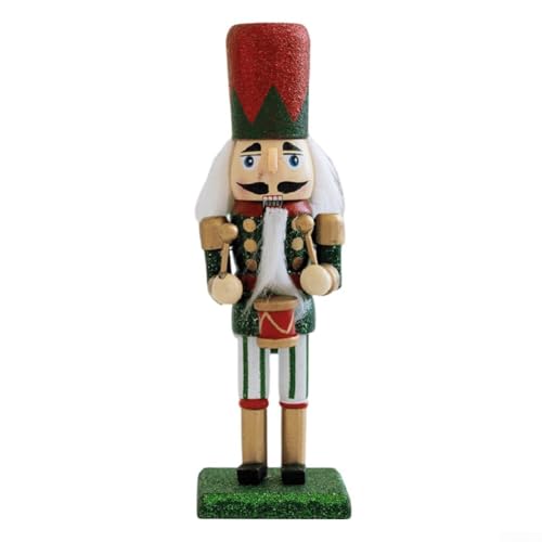 Nussknacker-Ornamente aus Holz mit traditionellem Design und stabiler Basis für Feiertagstisch, Regal oder Thekendisplay (grün) von Lawnoval