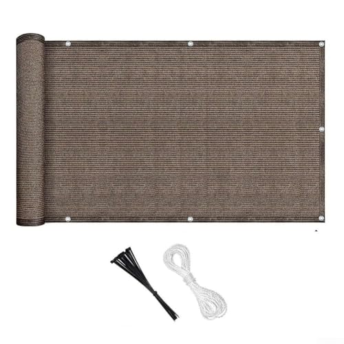Outdoor-Sichtschutz für Balkon und Deck, robustes Netz, Zaunbarriere, Windschutz für Terrasse und Garten, 0, 9 x 5 m (Kaffeefarbe) von Lawnoval