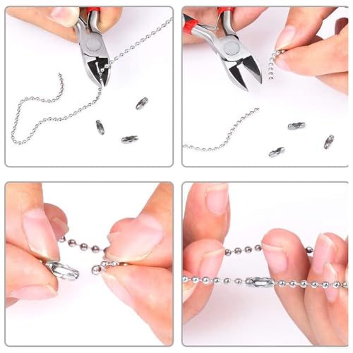 Perlenketten-Set für Vorhänge, 300 cm, Edelstahlkette mit 10 Metallverbindern (Schnalle, 10 Stück) von Lawnoval