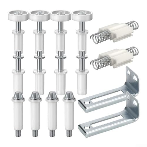 Scharnier-Set oben und unten für Doppelfalttüren mit Rollen, Federn und Metallstiften zur Unterstützung von doppelt gefalteten Schranktüren und stabiler Leistung Scharnier-Set oben und unten für Doppelfalttüren mit Rollen, Federn und Metallstiften zur Unterstützung von doppelt gefalteten Schranktüren und stabiler Leistung von Lawnoval