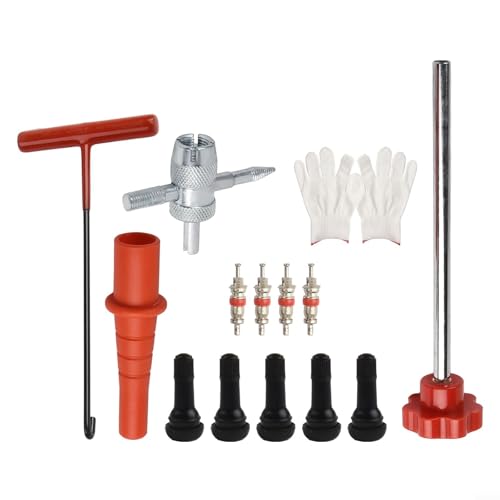 Schnell-Reifenventilwechsel-Werkzeug-Set, 13-teilig, Reifenventil-Schaftkern-Ersatz-Set mit legierter Stahlkonstruktion für den Einsatz auf den meisten 0 453 Zoll Felgenlöchern Schnell-Reifenventilwechsel-Werkzeug-Set, 13-teilig, Reifenventil-Schaftkern-Ersatz-Set mit legierter Stahlkonstruktion für den Einsatz auf den meisten 0 453 Zoll Felgenlöchern von Lawnoval