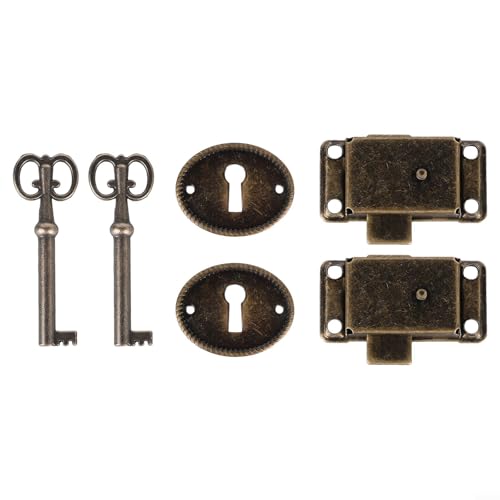 Set mit sechs antiken Ersatzschlössern in Bronze-Optik, passend für verschiedene Boxen von Lawnoval