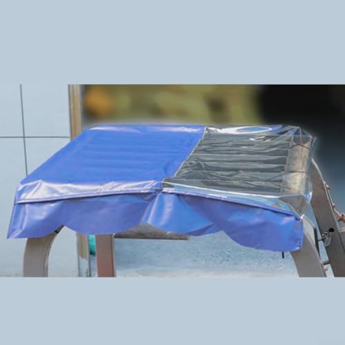 Sonnenschutzdach für Gabelstapler mit doppelseitigem PVC, Netz-Mittelschicht, transparenter Frontplatte und Bindeseil zur sicheren Befestigung (Blau, 105 x 140 cm) von Lawnoval