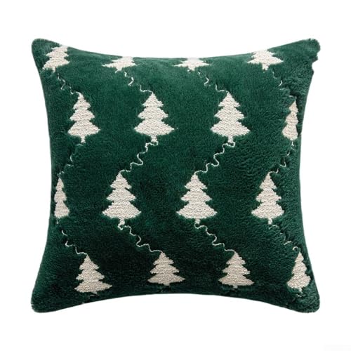 Unique Christmas Tree Themed Plush Pillowcase, 18 Inch Size for Holiday Celebrations (Green) von Lawnoval