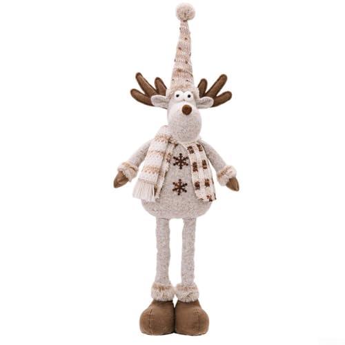 Weihnachten Teleskop einziehbare Plüschornament, weiche Puppe mit beschwertem Boden für Stabilität, geeignet für Innenurlaubsdekoration einschließlich Sofa und Kamin (Elch) von Lawnoval
