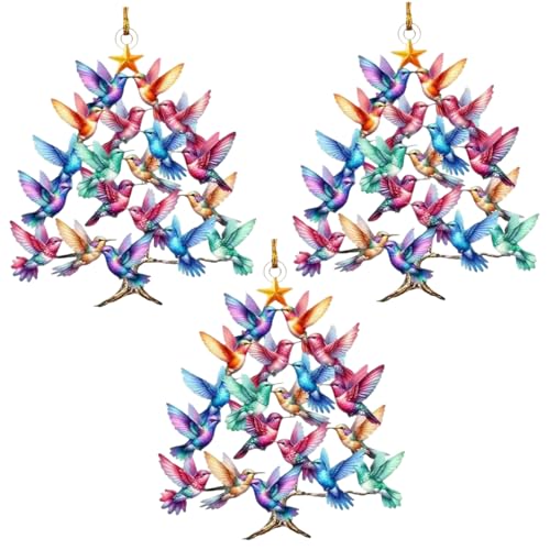 3pcs Hummingbird Weihnachtsschmuck, farbenfrohe Stapel Hummingbird -Baum Ornamente Acryl Winter Dekor für Home Weihnachtsbaum | Ornamente von Lawnrden