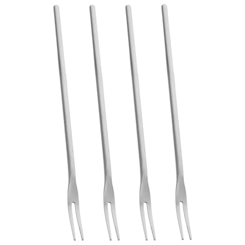 4pcs Gurkengabel, Edelstahlgabeln mit langem Griff, 2-Tine-Spiegel polierter Obstgabel, Wiederverwendbare Dessertgabeln für Gurkensalat-Cocktailkuchengurke, Edelstahl von Lawnrden