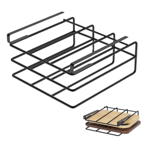 Hacking -Board -Halter, Metallschneidebrett -Organisator, Platzeinsparung unter Regal Hacking Board Halter, Hochleistungs -Schneidebrett -Rack -Topf -Deckelhalter - Schwarz von Lawnrden