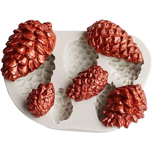 Kuchenform, Tincone Muster Fondant Kuchenform, 5-Cavity-Silikon-Dekorationsformen für Schokoladen-Cupcake-Top-Gummis | Thanksgiving Dekorationen Kuchenform, Tincone Muster Fondant Kuchenform, 5-Cavity-Silikon-Dekorationsformen für Schokoladen-Cupcake-Top-Gummis | Thanksgiving Dekorationen von Lawnrden