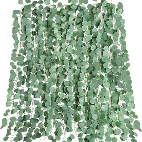 Künstliche Eukalyptusgirlande, künstliches Eukalyptus -Girlande, 24 pcs 87 Zoll lebensecht Grün, Plastikreben für Hochzeitskulissen Kamin Scherntür Wanddekoration von Lawnrden