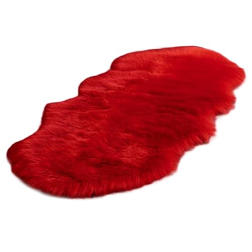 Lawnrden Flauschiger Teppich 35x24in Red Color Shaggy Teppich absorbierender atmungsaktiver Bereich mit Wildleder -Rückenwascha von Lawnrden
