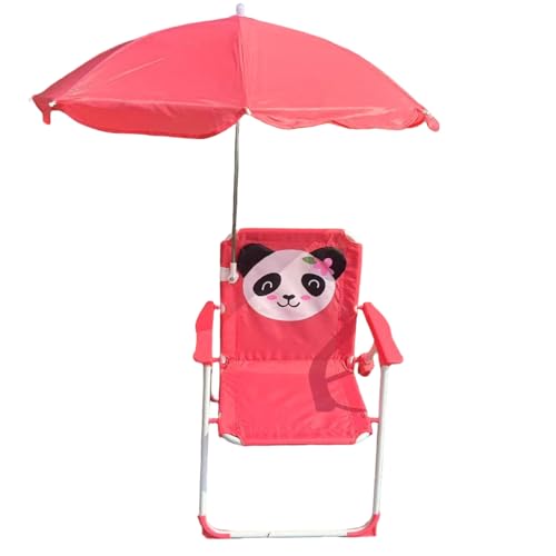 Lawnrden Kids Beach Stuhl mit Regenschirm, Faltbare und abnehmbare tragbare Oxford -Stoff Netter Kids Beach Stuhl mit Baldachin für Sommer im Freien, Style 2, |.mit Regenschirm von Lawnrden