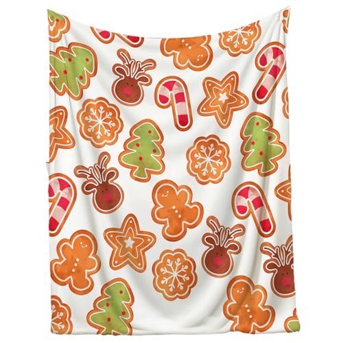 Lawnrden Lebkuchendecke, niedliche weich gemütliche Flanell Weihnachtsdecke für Sofa Couch Schlafzimmer Weihnachtsdekor 51.2x59.1in | Würfe von Lawnrden