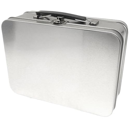 Lawnrden Metall -Aufbewahrungsbox 8.1x5.9x3.9 '' robuste Metallbox mit Deckelschlosses Griffe Mittagessen DIY Zinnspeicher für Lebensmittelspielzeug Souvenir, Lunchboxen von Lawnrden