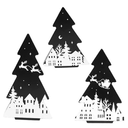 Lawnrden Weihnachtsbüschchen -Tablett -Dekor, 3PCS Holz Weihnachtsbaum, Bauernhaus Schwarz weiß Weihnachtsbaum -Ornamente Stufe Tablettdekor für Home Tabletop Party Lawnrden Weihnachtsbüschchen -Tablett -Dekor, 3PCS Holz Weihnachtsbaum, Bauernhaus Schwarz weiß Weihnachtsbaum -Ornamente Stufe Tablettdekor für Home Tabletop Party von Lawnrden