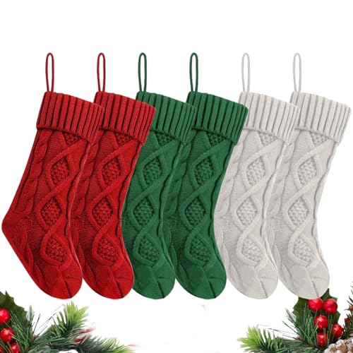 Lawnrden Weihnachtsstrümpfe 6 Paare gestrickte Weihnachtsstrümpfe 18 Zoll großer Kabel -Strick -Rustikalstrumpfgeschenke Dekor für Familienfeiertagsfeiertagsbevorzugungen | Lawnrden Weihnachtsstrümpfe 6 Paare gestrickte Weihnachtsstrümpfe 18 Zoll großer Kabel -Strick -Rustikalstrumpfgeschenke Dekor für Familienfeiertagsfeiertagsbevorzugungen | von Lawnrden