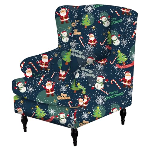 Lawnrden Weihnachtsstuhlabdeckungen Stretch abnehmbare weiche Weihnachtssitzabdeckungen mit elastischen Bottom Wingback Stuhl Niedliche Drucksahne Sessel Slipper Lawnrden Weihnachtsstuhlabdeckungen Stretch abnehmbare weiche Weihnachtssitzabdeckungen mit elastischen Bottom Wingback Stuhl Niedliche Drucksahne Sessel Slipper von Lawnrden