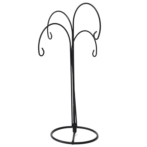 Ornament Display Ständer 10 Zoll Schwerlastes Metall-Weihnachts-Ornament-Haken mit 4 Armen abnehmbaren schwarzen Kleiderbügeln für Büro, Zuhause, Schreibtisch, Hotel | Hanging Hakenständer von Lawnrden