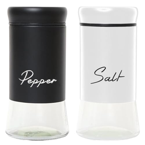 Salz- und Pfefferschüttler 2 PCS/SET 150 ml versiegelte Salz- und Pfefferschüttler Nicht-rutschfeste Boden Shaker mit Edelstahldeckel Dicker Glassliner für die Küche (schwarz, weiß) |.Shaker von Lawnrden