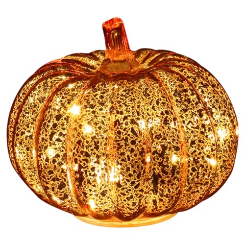 Sternennachtglas Kürbisse mit Timer LED Funkeln Kürbisse Batterieunternehmen Halloween-Lampe für Schlafzimmer, Bad, Eingangsmittel, Tisch Herzstück 6.5x5.5 | Figurlampen von Lawnrden