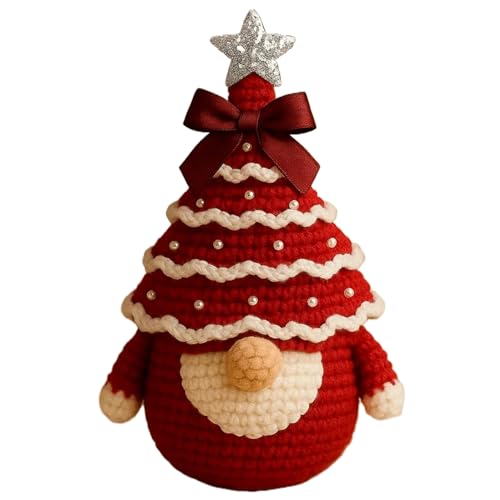 Weihnachtshäkel -Weihnachtsbaum -Gnom -Strick -Kit für Anfänger Gnomes Holiday Craft Kits mit Tutorial, Garn, Haken, Schere für DIY | Häkelkits von Lawnrden