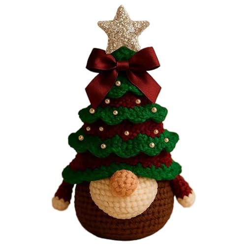 Weihnachtshäkel -Weihnachtsbaum -Gnom -Strick -Kit für Anfänger Gnomes Holiday Craft Kits mit Tutorial, Garn, Haken, Schere für DIY | Häkelkits von Lawnrden