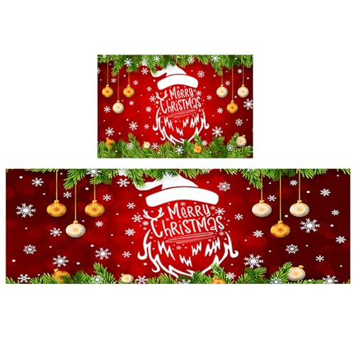 Weihnachtskitchen Teppiche 2pcs Frohe Weihnachten Nicht Schlaganfall lebendiger Fußmatten weiche rechteckige Maschine Waschableie Teppiche | Bereich von Lawnrden
