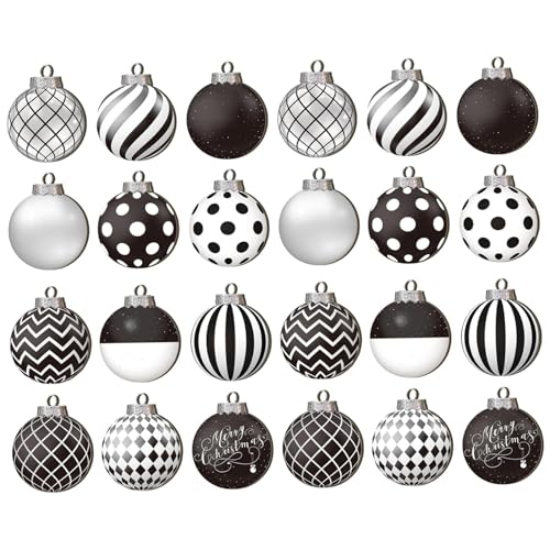 Weihnachtskugel -Ornamente, 24pcs 2D hölzerne Schwarz -Weiß -Weihnachtsschmuck, hängende Schwarze und weiße Dekorationen für Urlaub Weihnachtsbaum Party Dekor | Plastikball Weihnachtskugel -Ornamente, 24pcs 2D hölzerne Schwarz -Weiß -Weihnachtsschmuck, hängende Schwarze und weiße Dekorationen für Urlaub Weihnachtsbaum Party Dekor | Plastikball von Lawnrden