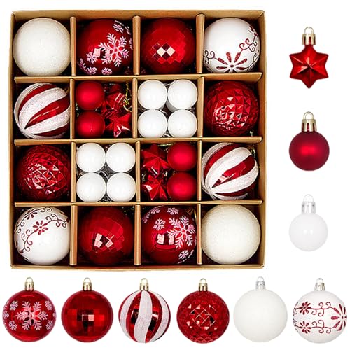 Weihnachtskugel Ornamente 44pcs/Set hängende dekorative Weihnachtskugeln Dekorationen für Baumkranzfensterparty | Hängende Ornamente Weihnachtskugel Ornamente 44pcs/Set hängende dekorative Weihnachtskugeln Dekorationen für Baumkranzfensterparty | Hängende Ornamente von Lawnrden