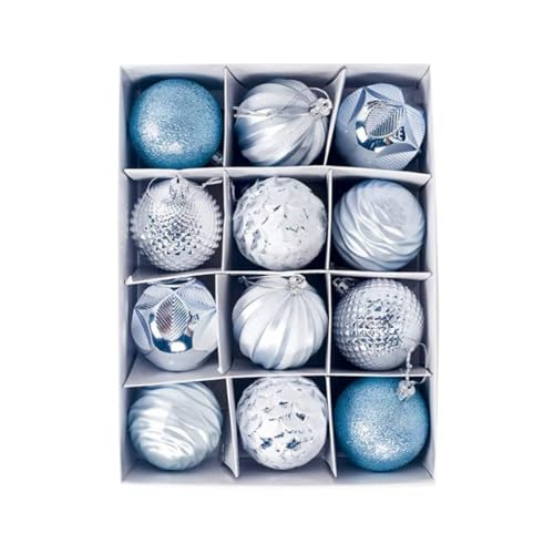 Weihnachtskugel Ornamente mit hängenden Seil Shatter -Smus -Bäumen Hängende Dekorationen Blau 12pcs | Fotofotografie Requisiten von Lawnrden