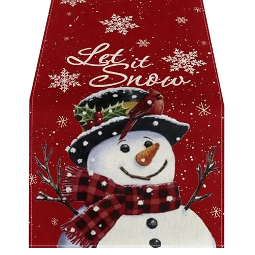 Weihnachtstisch Läufer Lassen es Snow Winter Tischläufer 13x72 Zoll Saisonal Weihnachten für das Essen Weihnachtsküchendekor für Familienversammlungen, Heimparty |.Läufer von Lawnrden