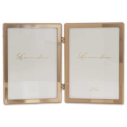 Lawrence Frames 12,7 x 17,8 cm großer Doppelguss-Bilderrahmen, goldfarben, klassisches Perlen-Design von Lawrence