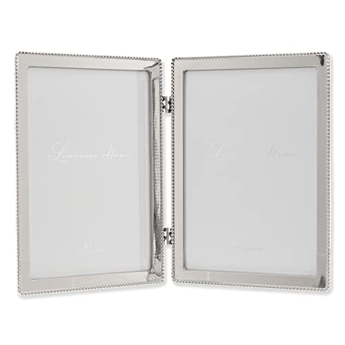 Lawrence Frames 12,7 x 17,8 cm großer Doppelguss-Bilderrahmen, silberfarben, klassisches Perlen-Design von Lawrence